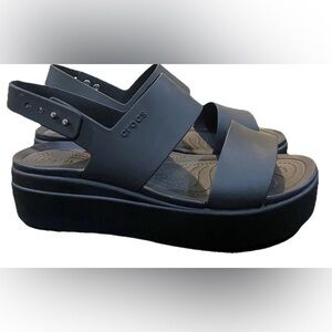 Crocs Sandals Womens Size 9 Black Platform Slingback LiteRide Comfort Foam Shoes
